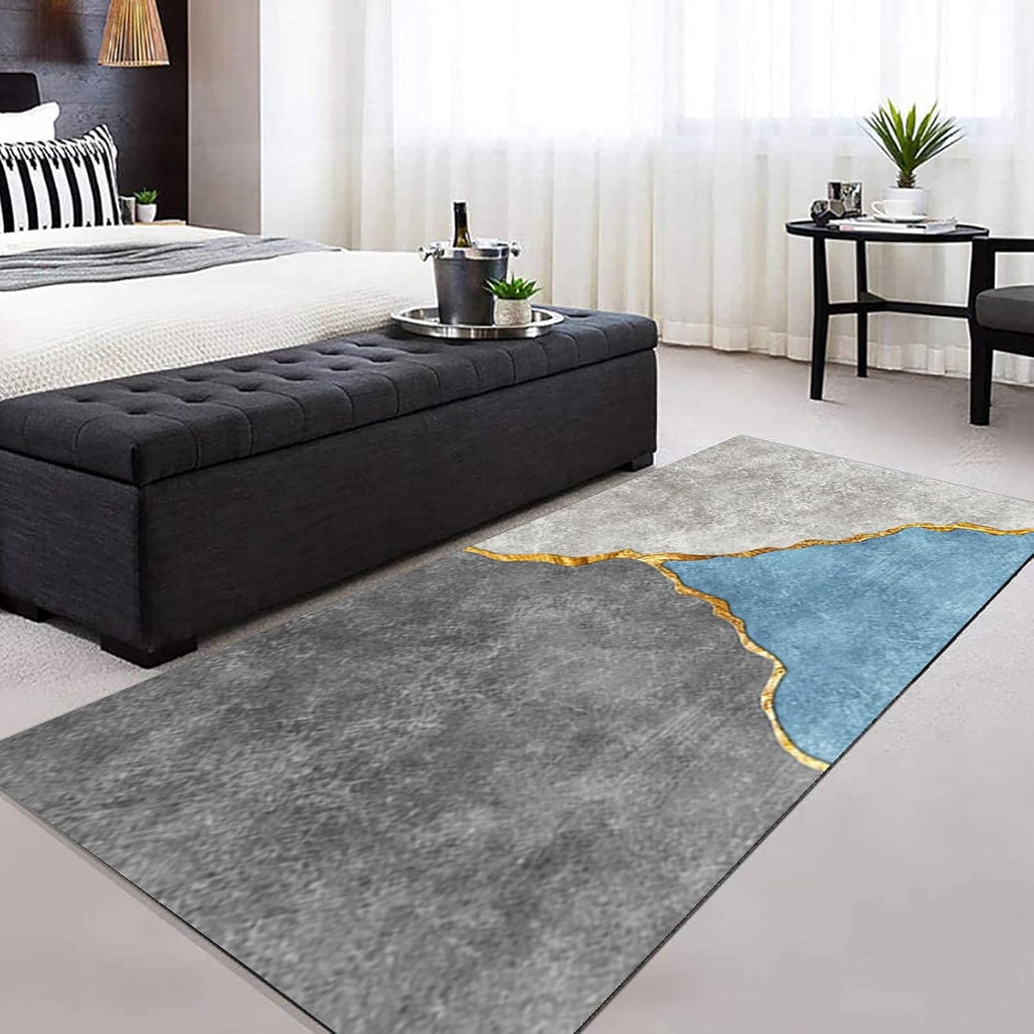 Grey Velvet Rug Pad Runner for Bedroom and Living Room