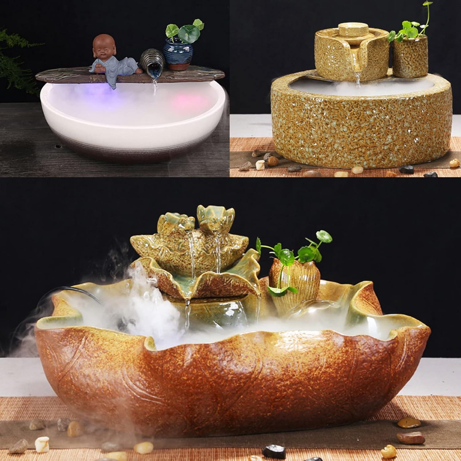 CHEOTIME Mini Pond Fog Maker 12 LED Mist Filler