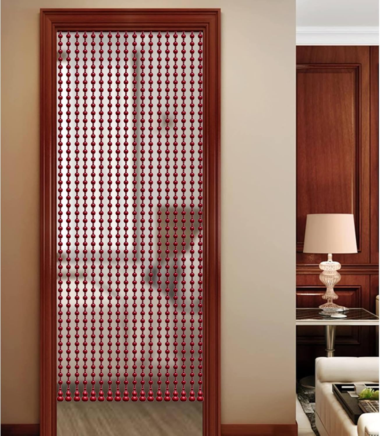 KDDEON Retro Style Wood Bead Curtain 25 Strands
