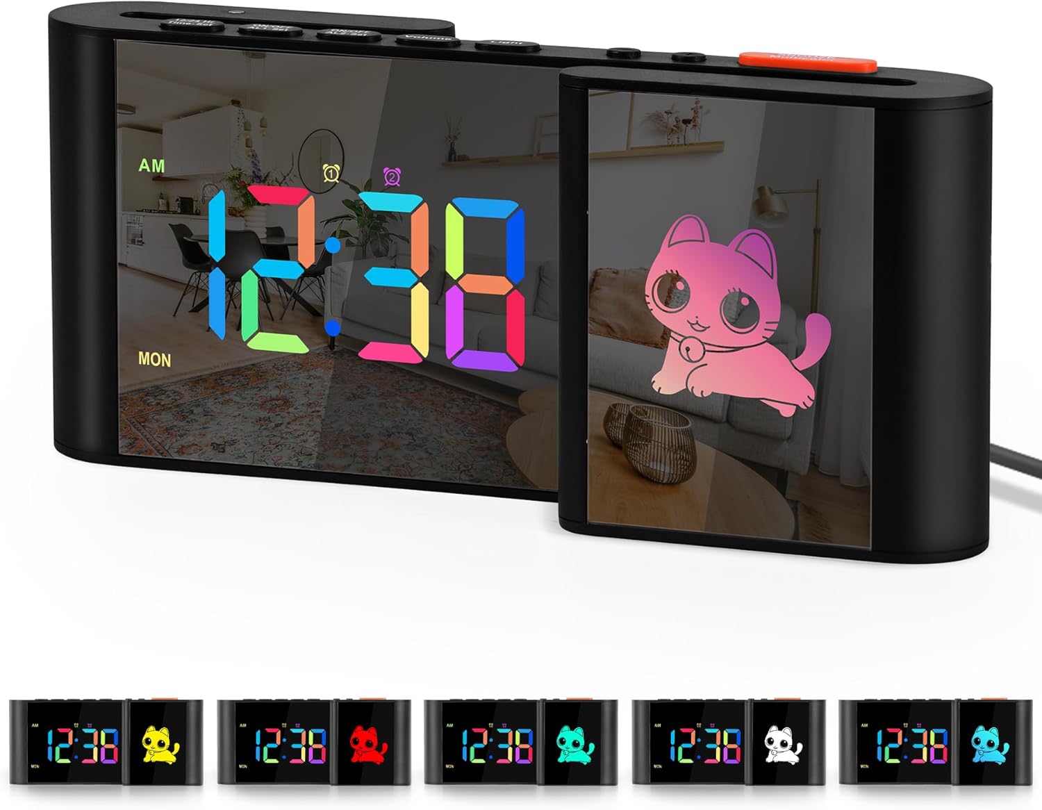 SZELAM Alarm Clock with RGB Light and Mirror