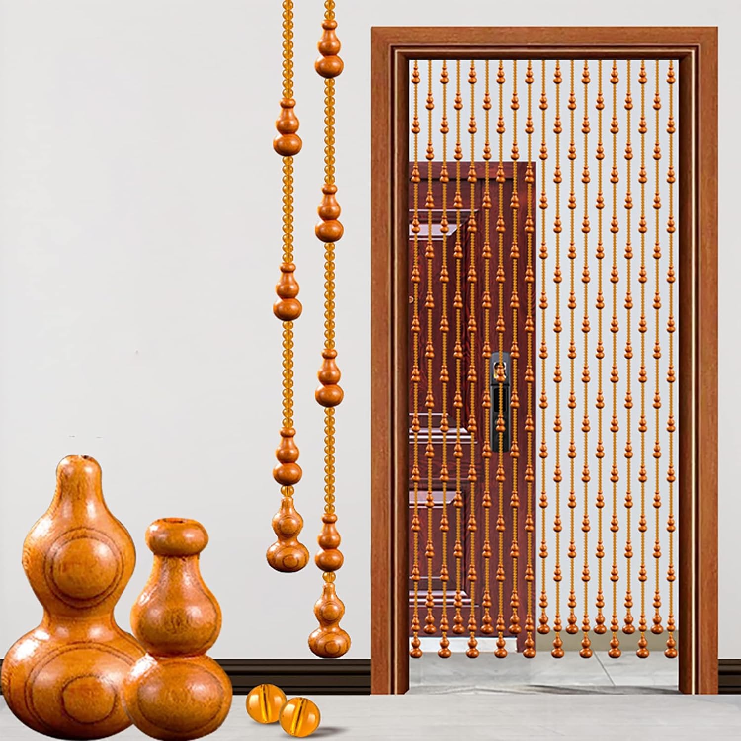 XOOFMASS Wood Beaded Curtain for Doorway Partition
