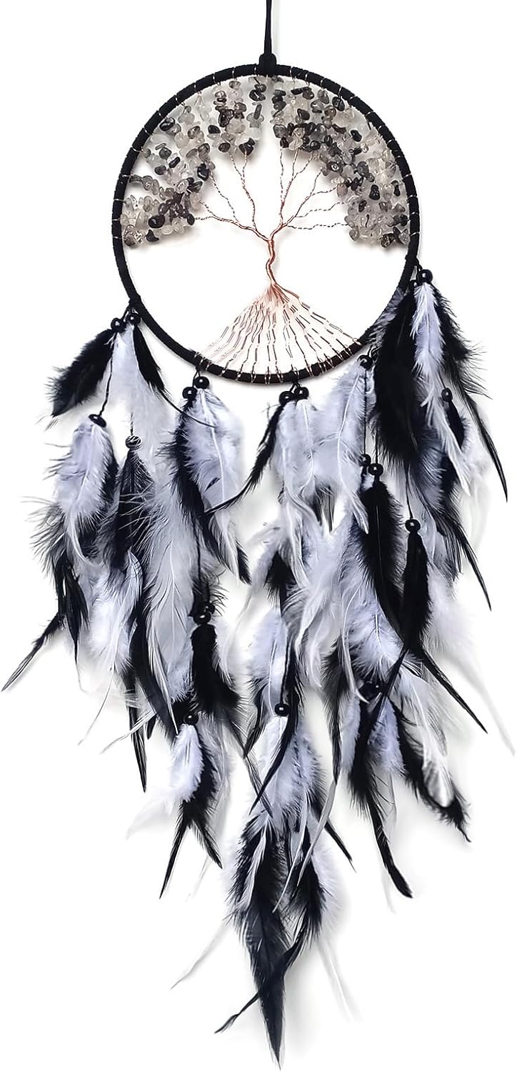 Handmade Dream Catcher Wall Decor with Crystal and Feathers