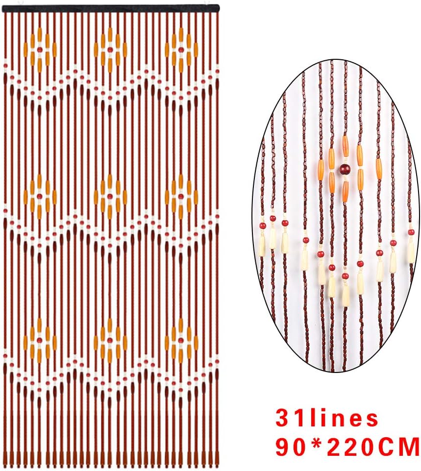 Wooden Beaded Curtain with 31 Lines Doorway Decor