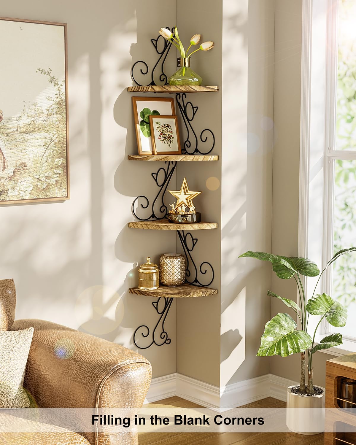 Alsonerbay 4 Tier Floating Corner Shelf in Cat Shape