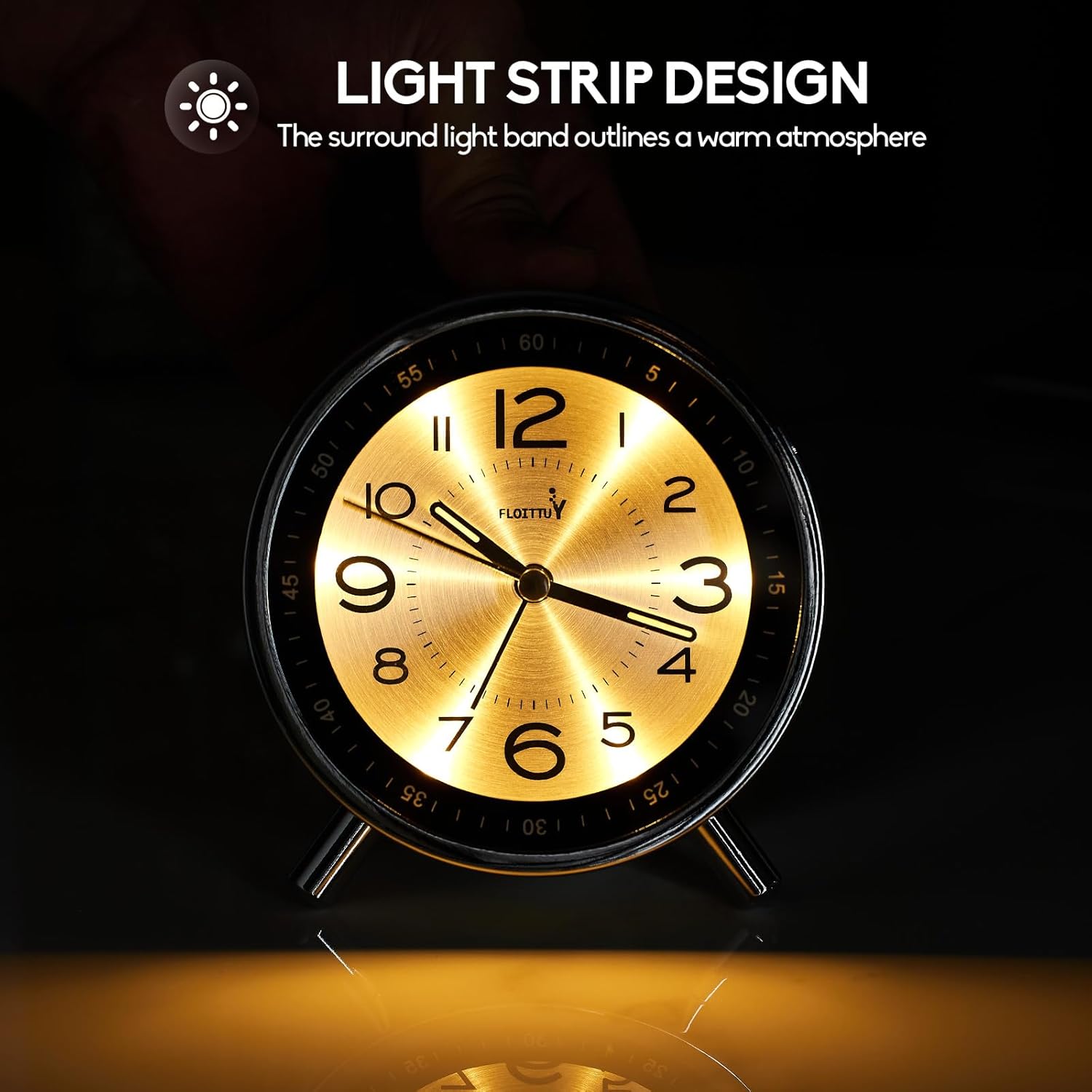 Super Silent Alarm Clock with Night Light and Retro Design