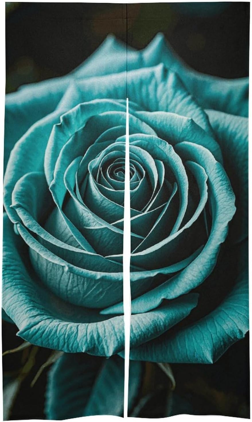 Teal Gray Rose Door Cover Curtain 57x17 Inches