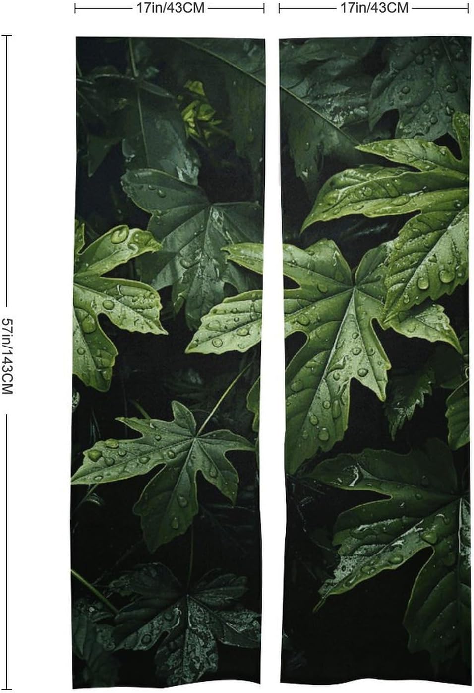 Green Leaves Pattern Door Cover Curtain 57x17 Inches
