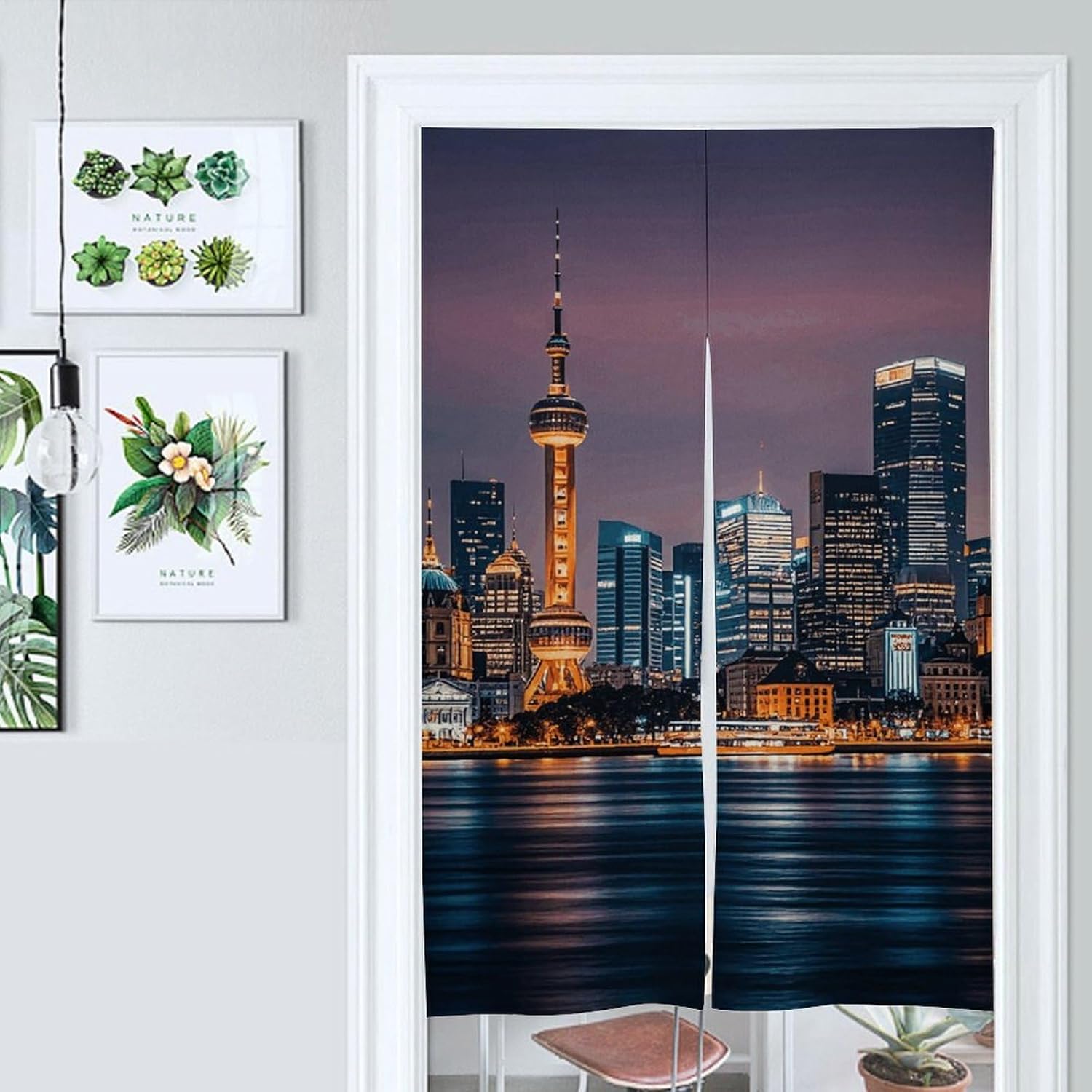 City Picture Night Door Cover Curtain 57x17 Inches