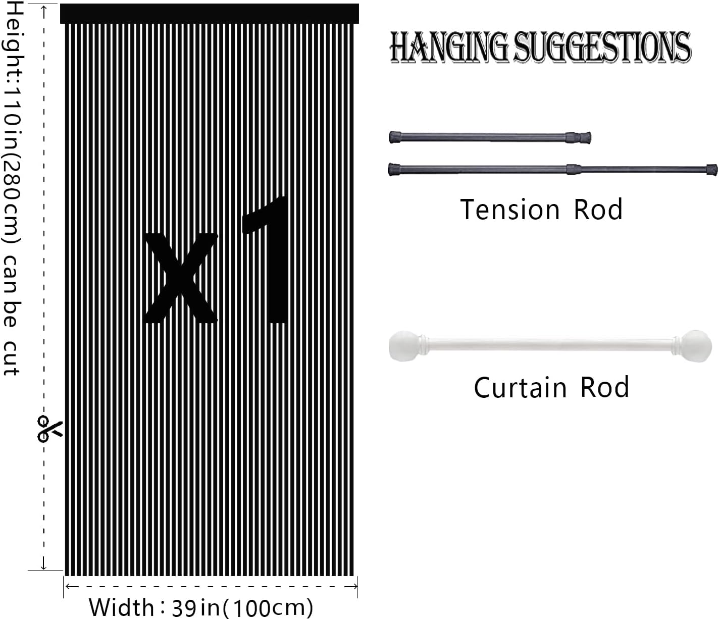 Spaghetti String Curtains Door Privacy Panel Grey