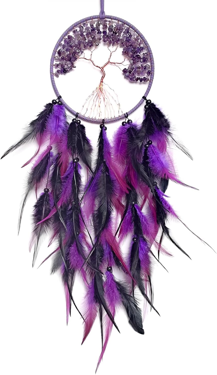 RAGKUU Black Purple Dream Catcher Wall Decor