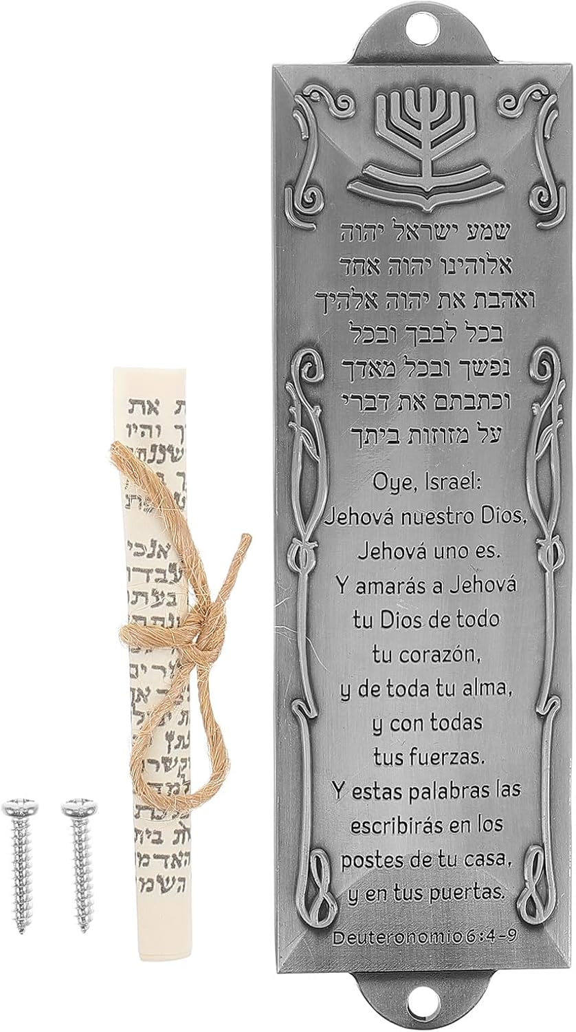 LOGOFUN Silver Mezuzah with Scroll for Doorway Decoration