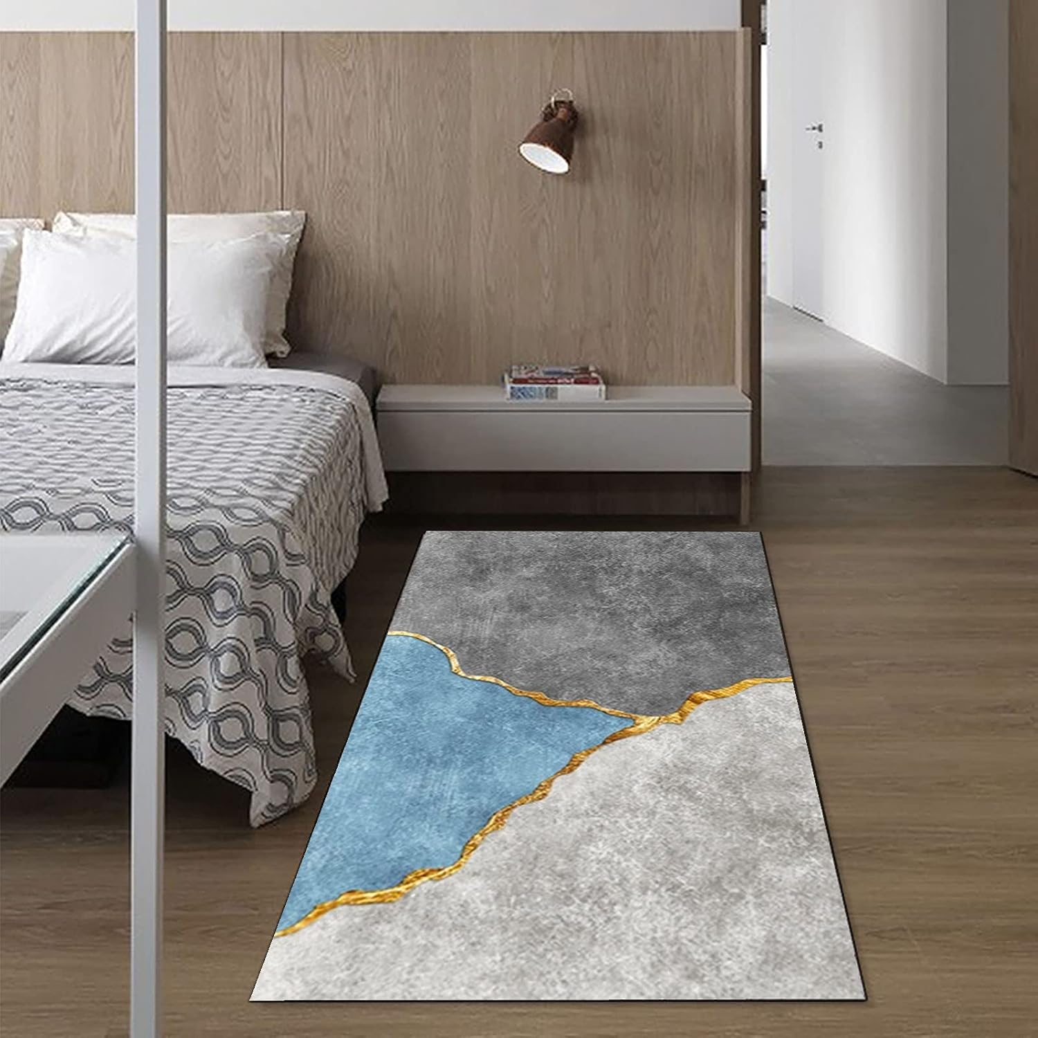 Grey Velvet Rug Pad Runner for Bedroom and Living Room