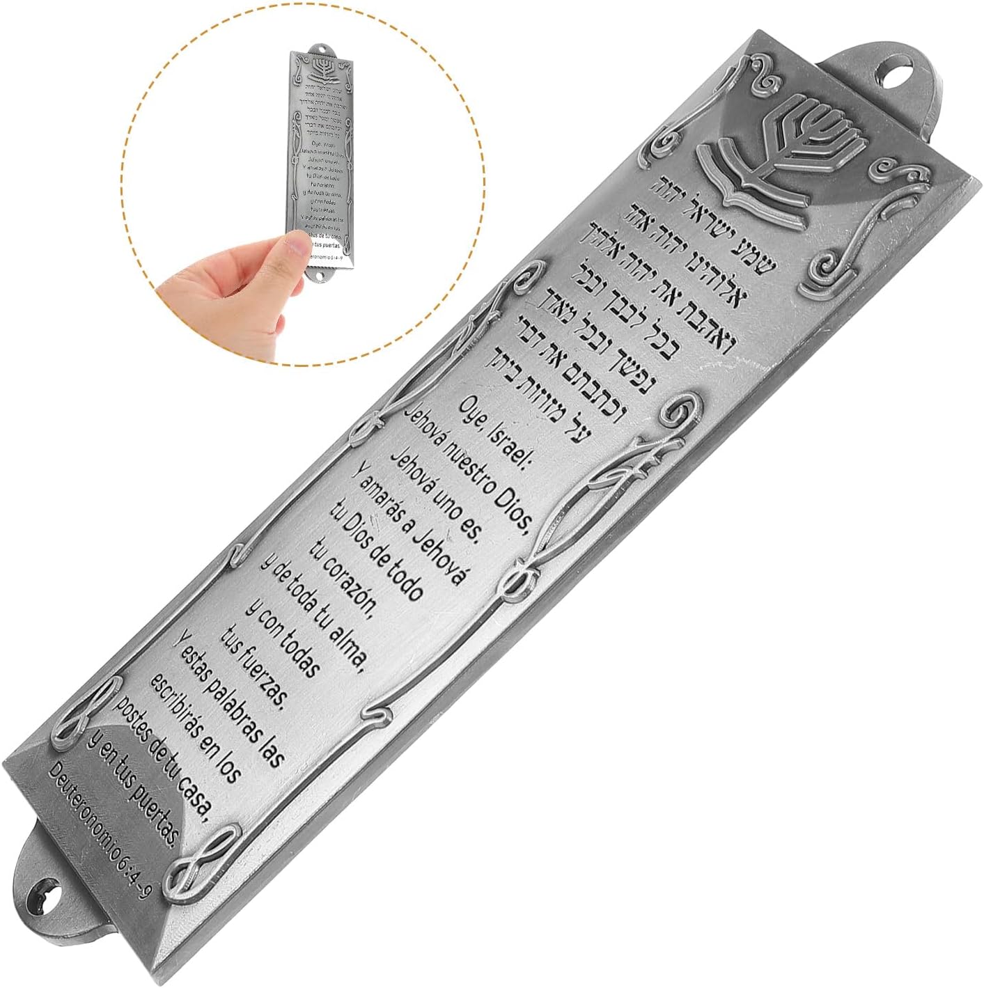 LOGOFUN Silver Mezuzah with Scroll for Doorway Decoration
