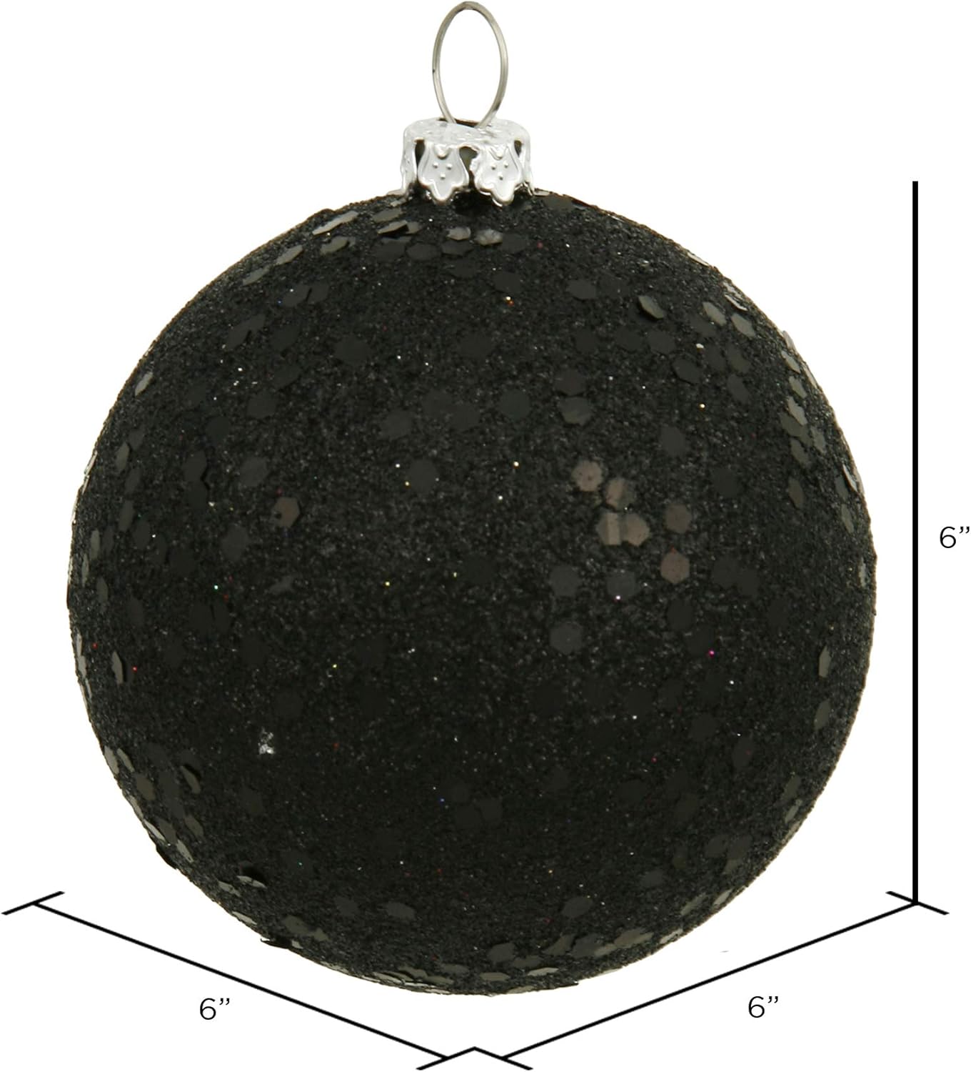 Vickerman 6 Inch Black Sequin Ball Ornament 4 per Bag