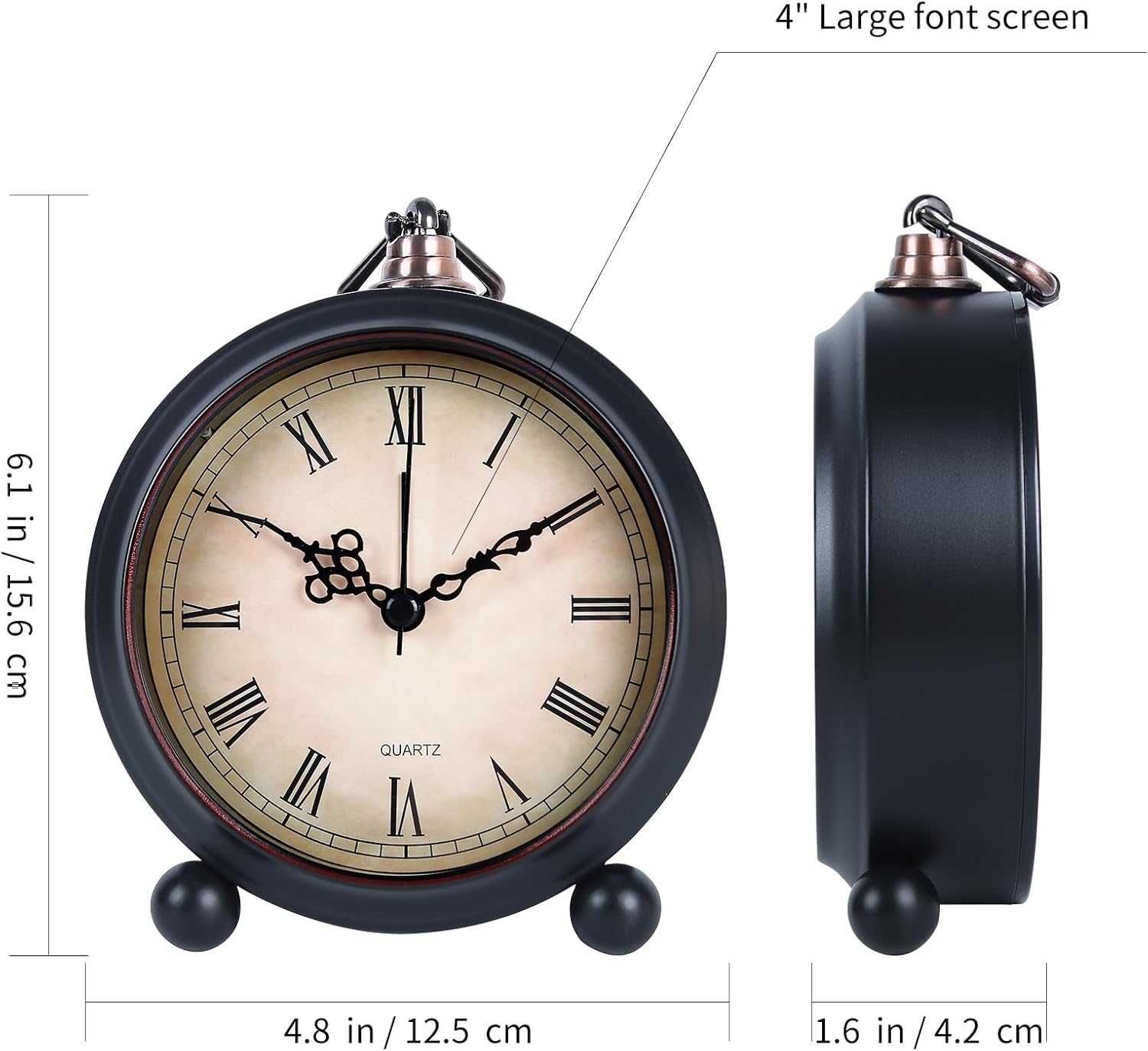 Retro Alarm Clock with Night Light and 3D Dial