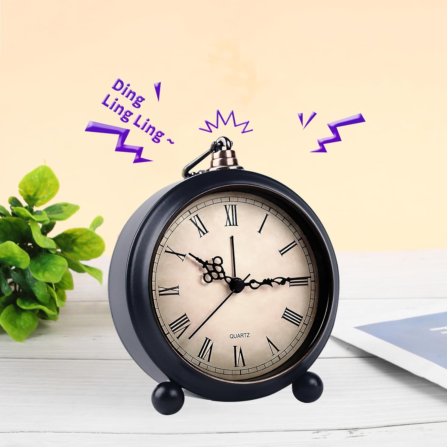 Retro Alarm Clock with Night Light and 3D Dial