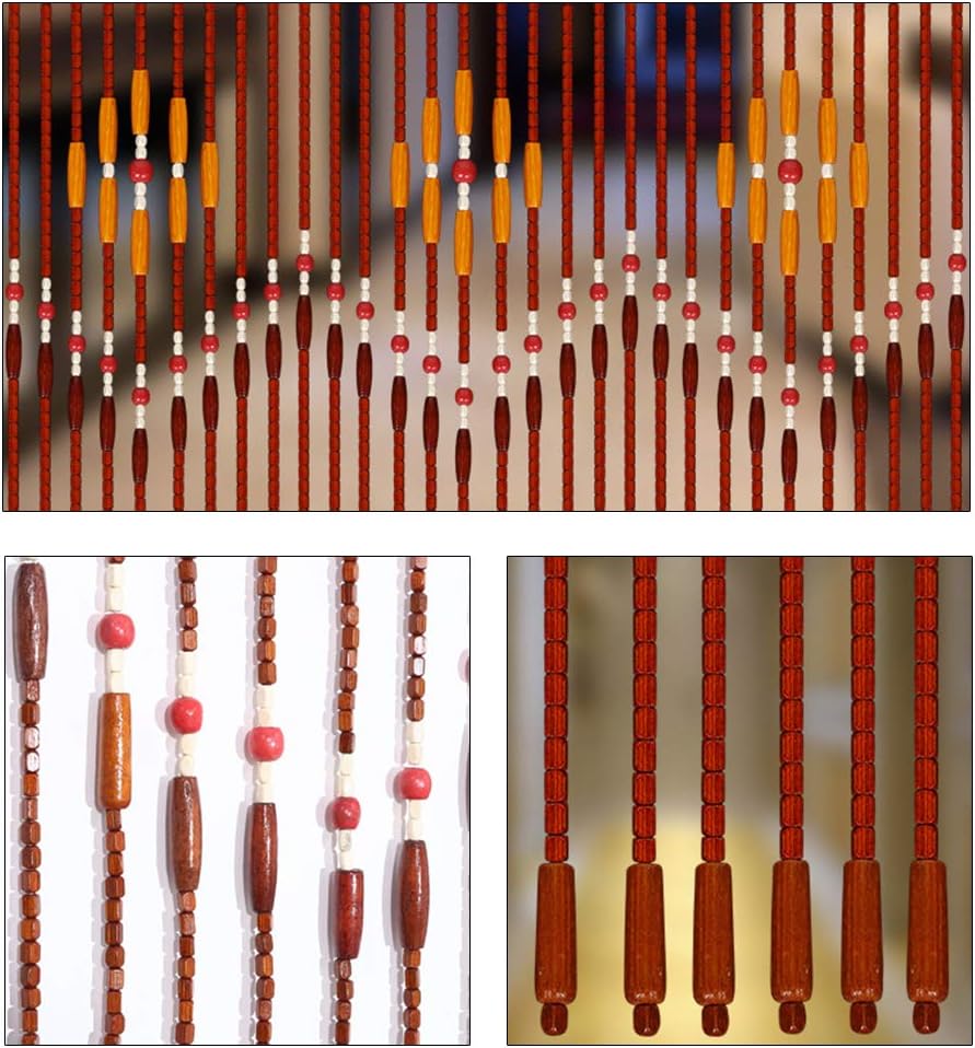 Wooden Beaded Curtain with 31 Lines Doorway Decor