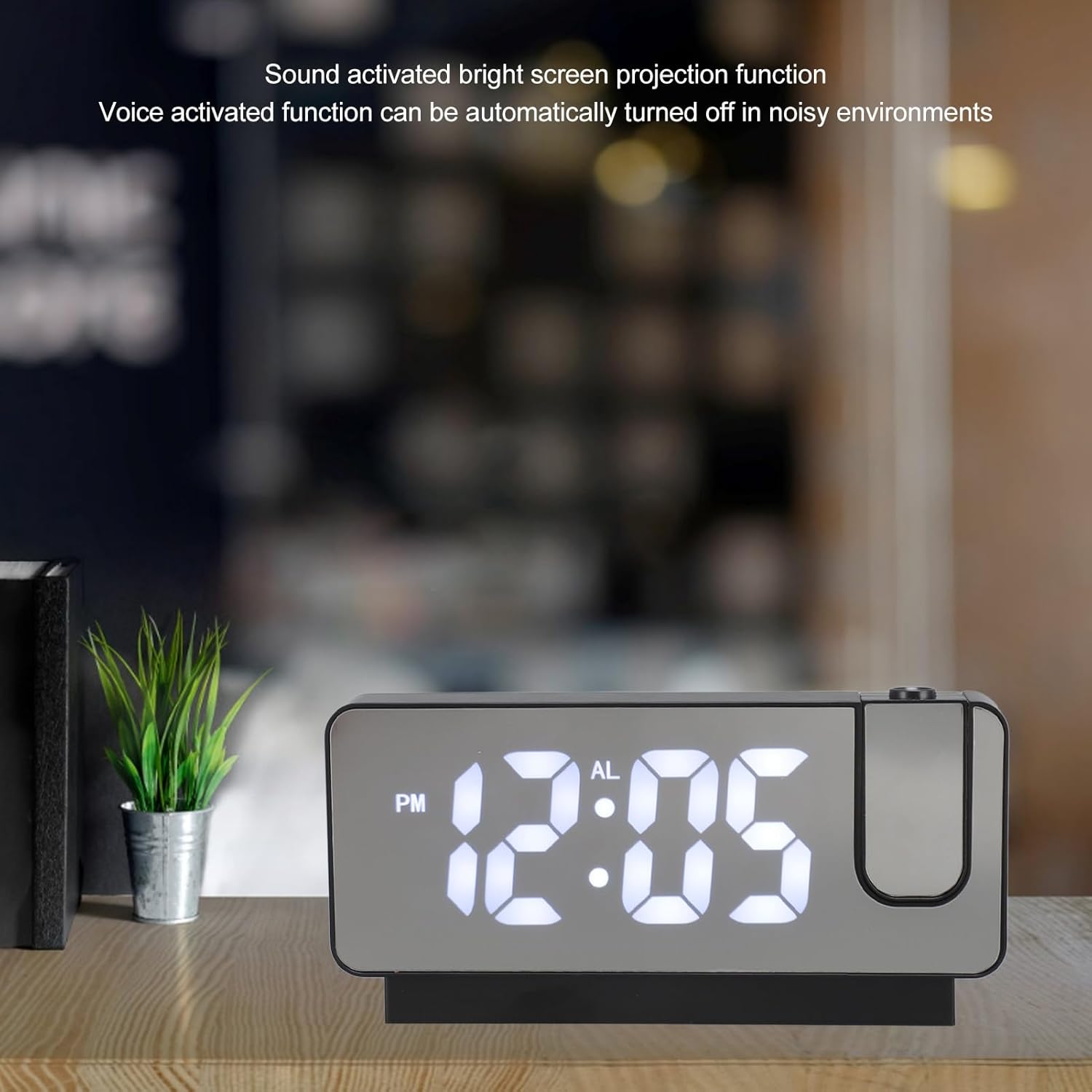 USB Rechargeable Projection Alarm Clock with LED Mirror and Snooze Function