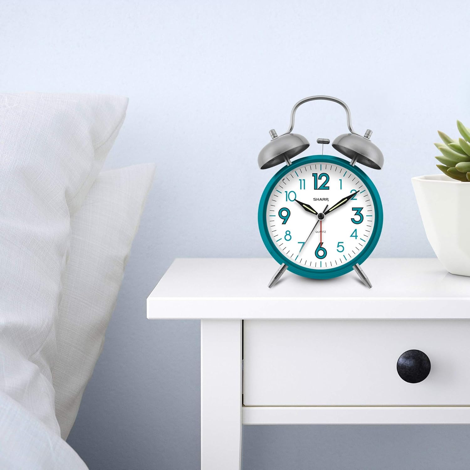 Sharp SPC851 Twin Bell Alarm Clock Teal