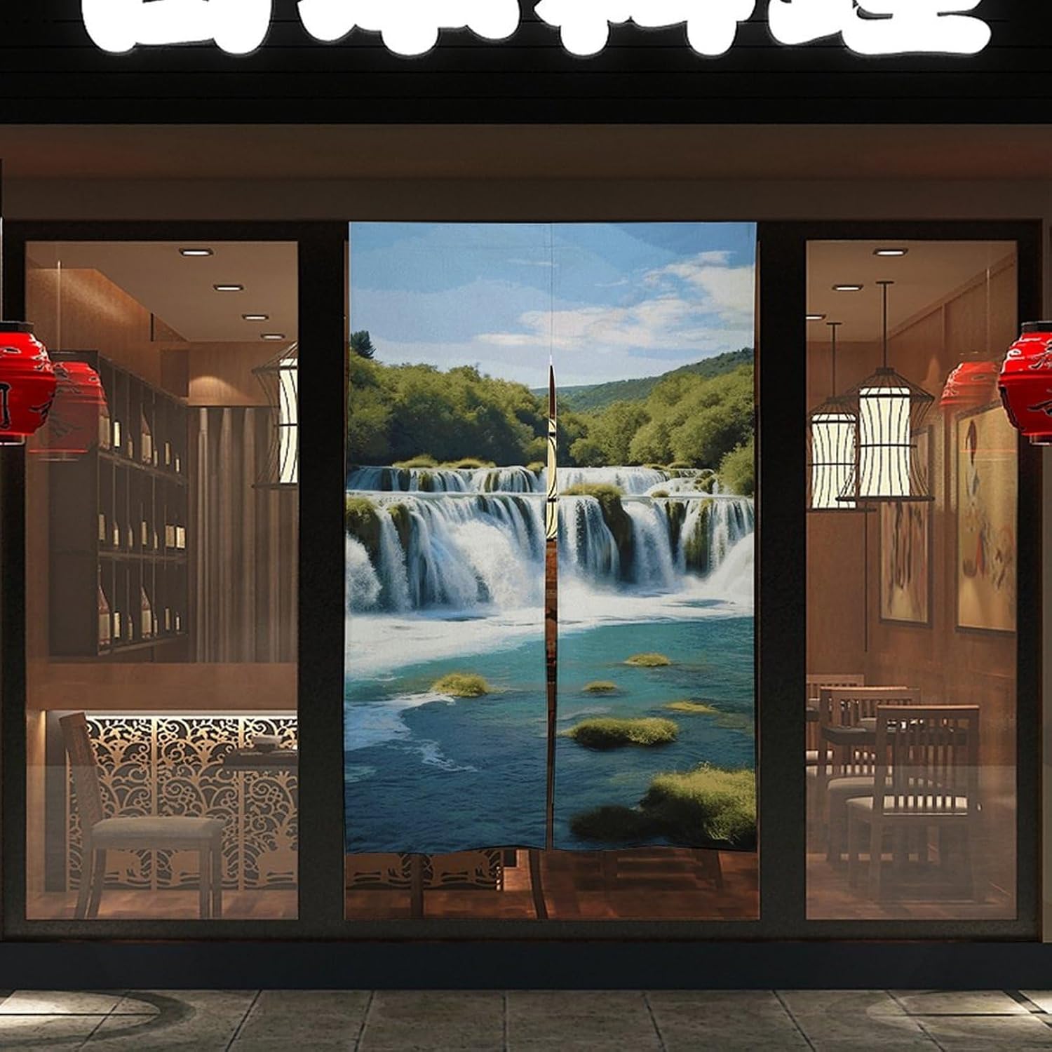 Krka River Waterfall Door Cover Curtain 57x17 Inches