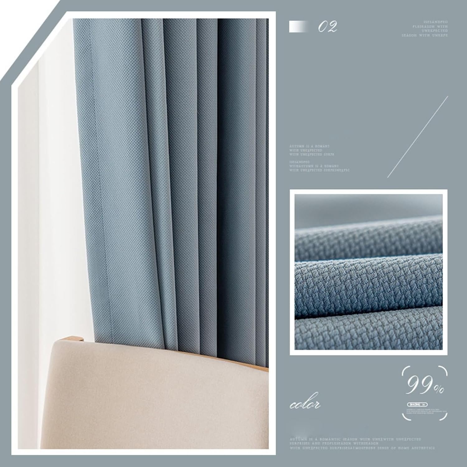 Luxury Black Out Curtains 2 Pack for Bedroom Window