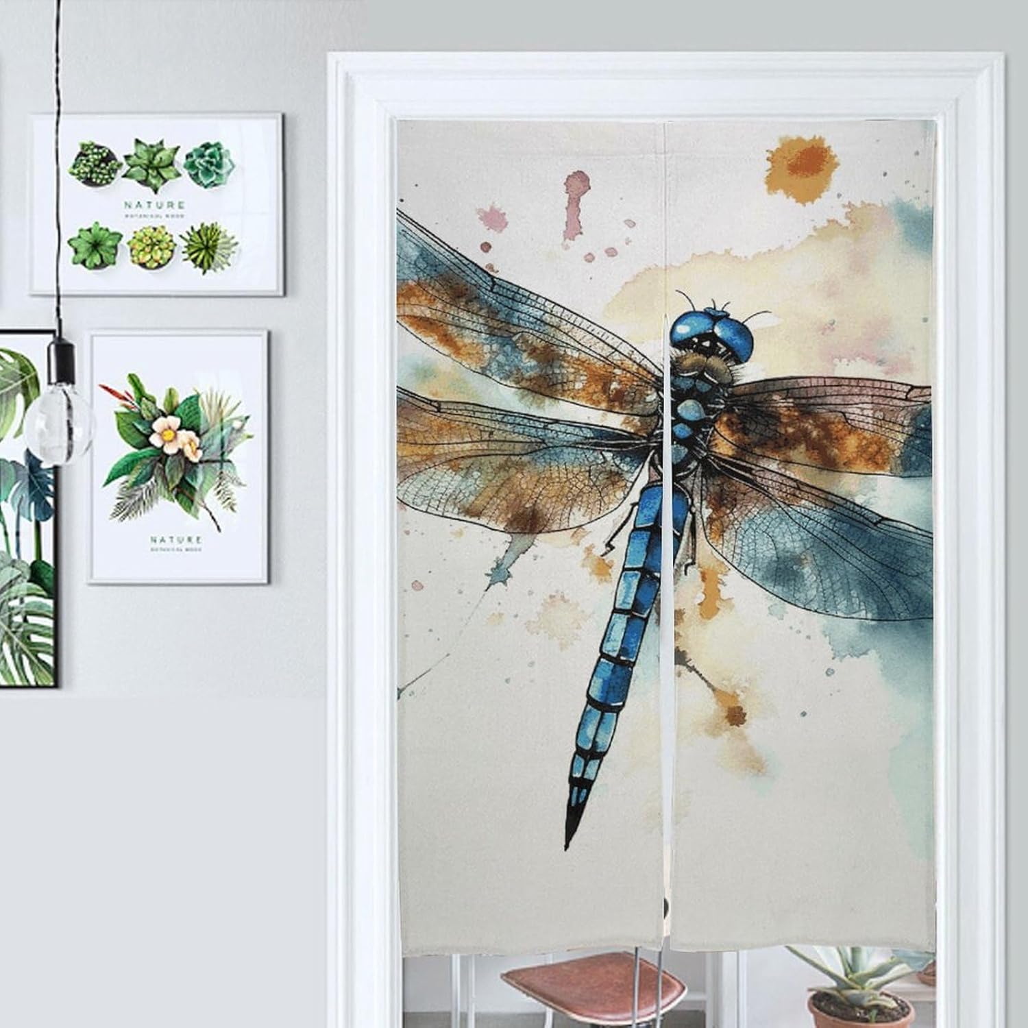 Watercolour Dragonfly Door Curtain 57x17 Inches