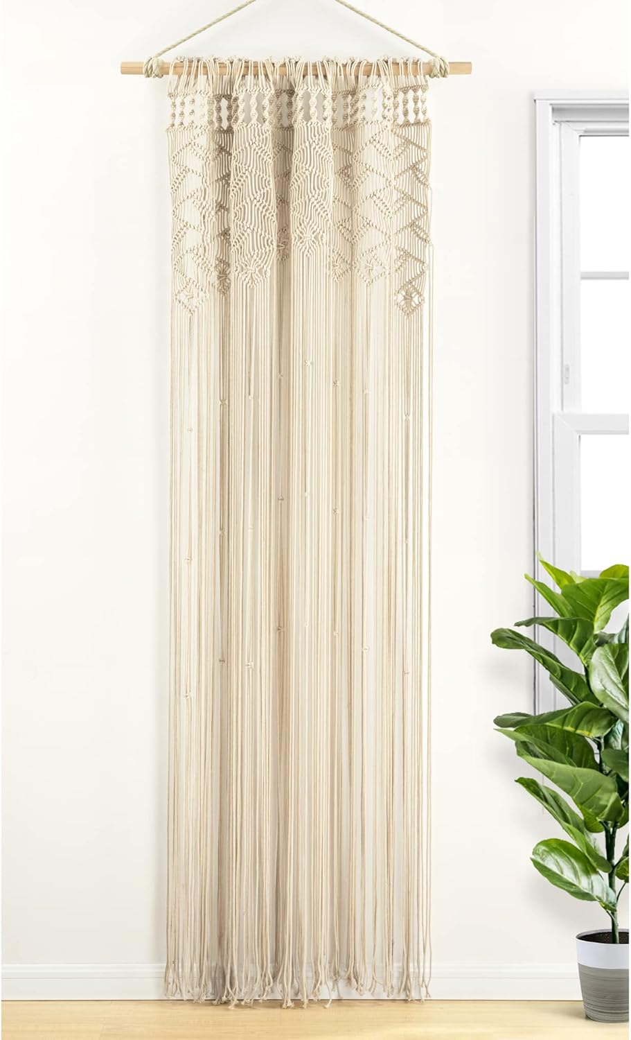 Lush Decor Boho Macrame Leaf Cotton Curtain 84 x 50