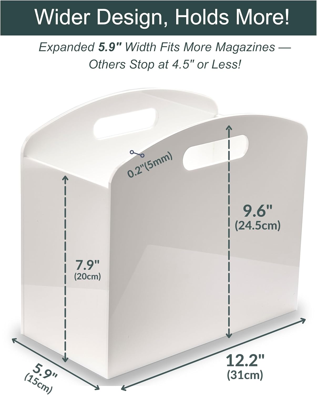 White Magazine Holder - Modern Acrylic Rack for Home