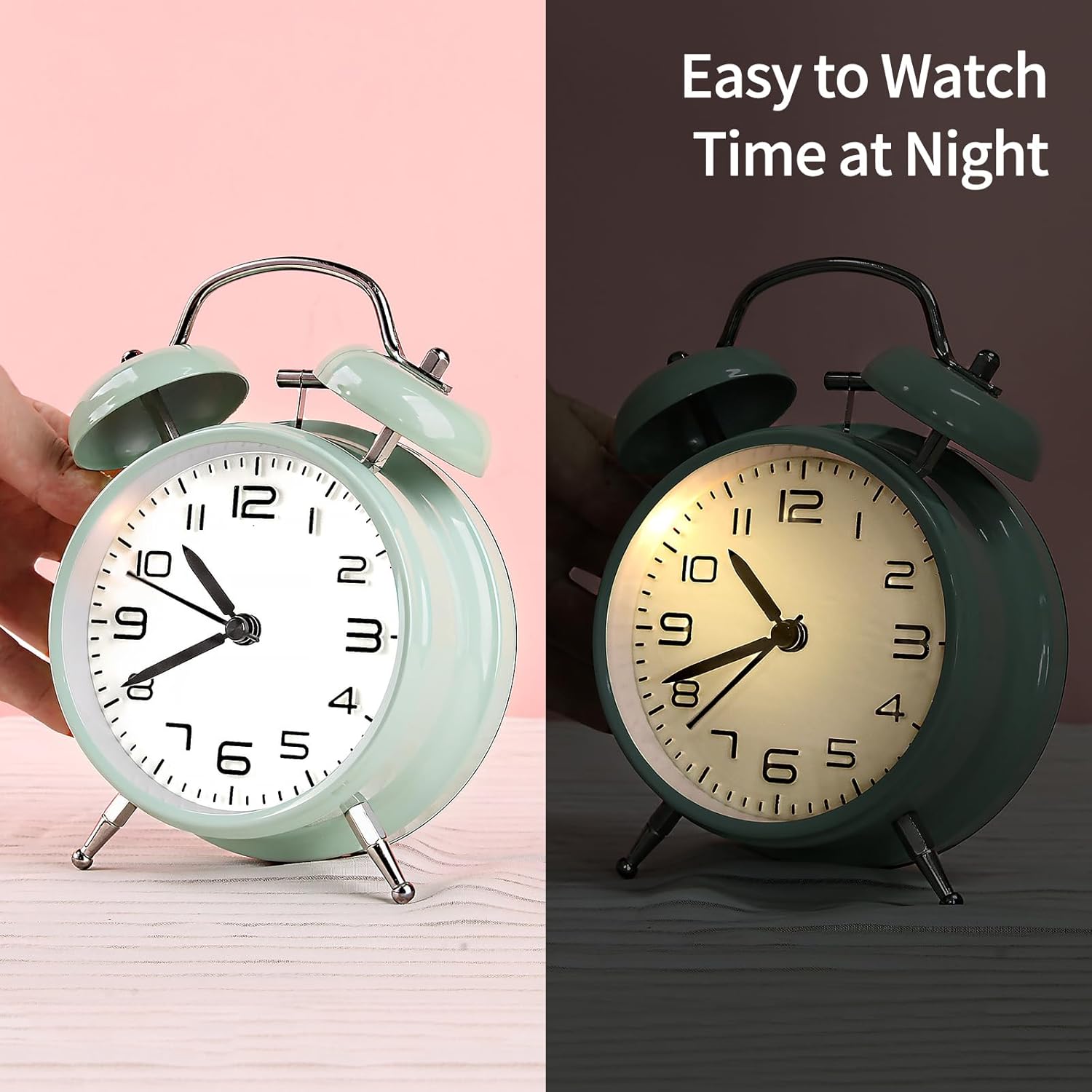 Loud Alarm Clock for Heavy Sleepers with Night Light and 3D Dial