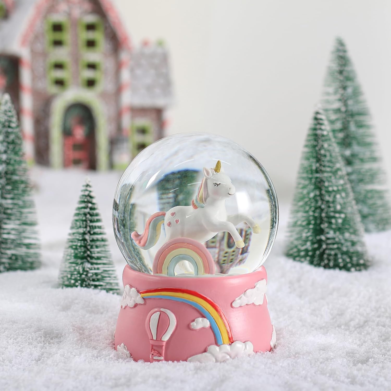 Unicorn Snow Globe with Music for Kids and Adults