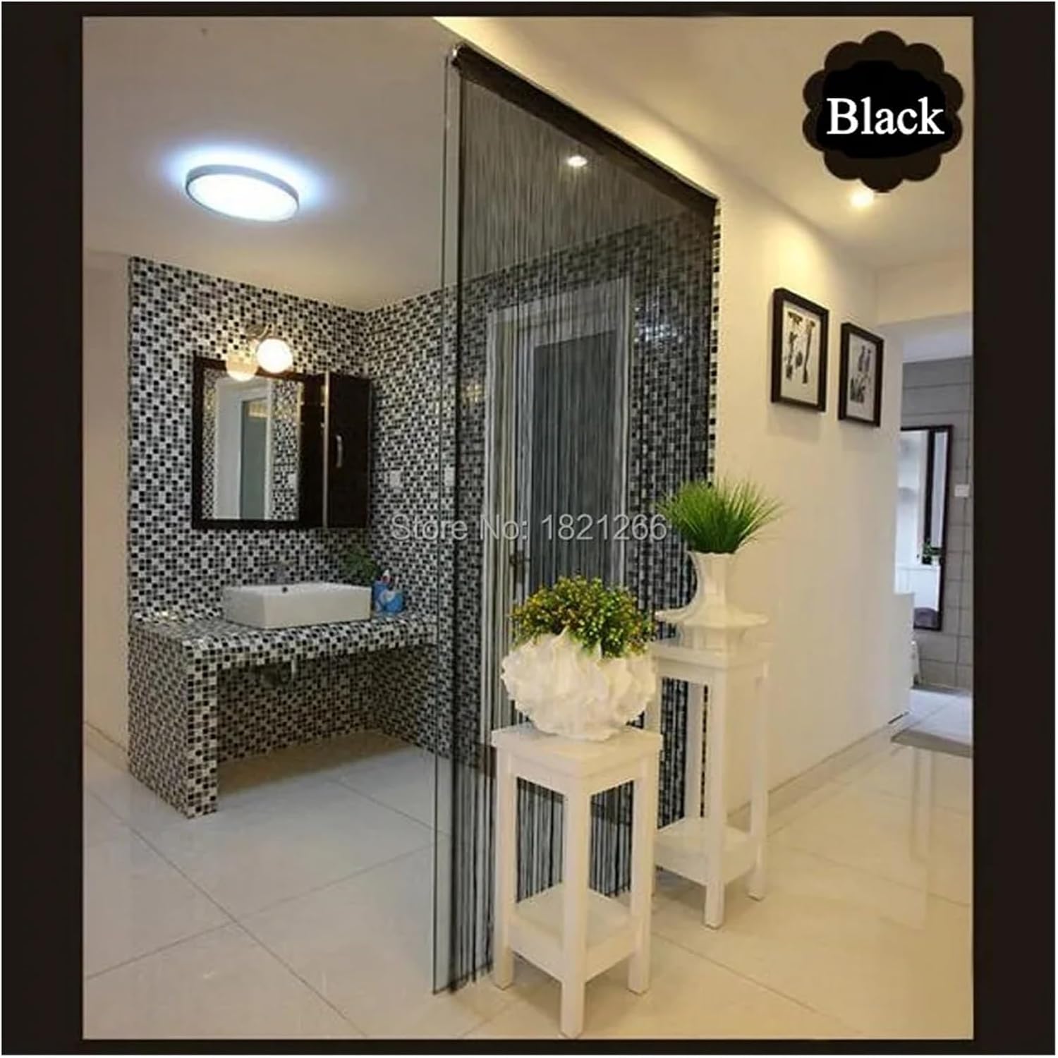 Tassel String Curtains 300x260cm Solid Color Panel