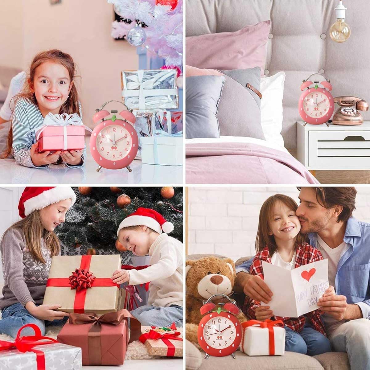 4 Inch Strawberry Alarm Clock for Heavy Sleepers and Kids