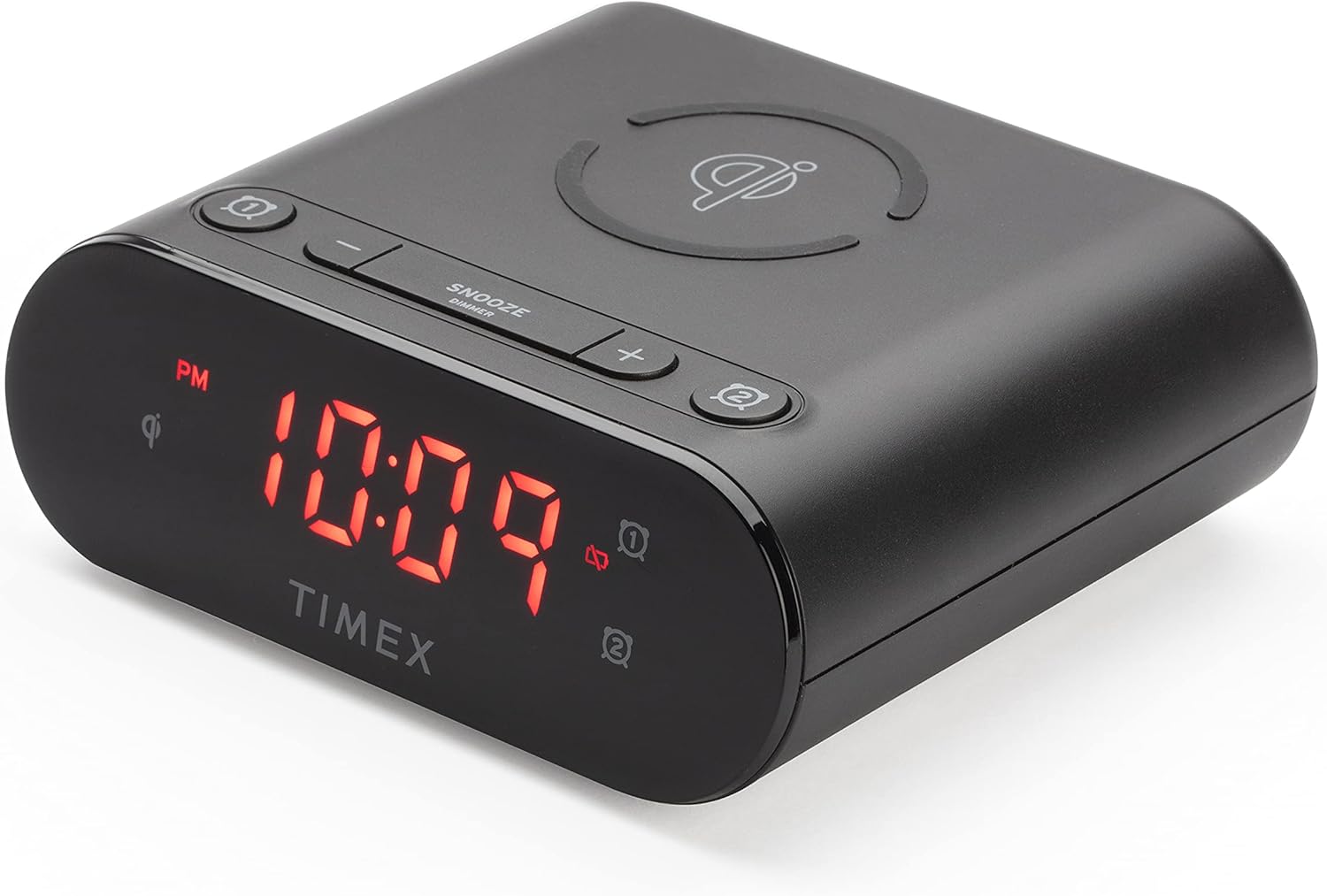 Timex Wireless Charging Dual Alarm Clock with LED Display and Battery Backup