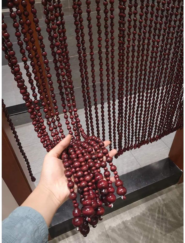 OKUOKA Beaded Door Curtains - 35 Strands 10x215m Wood Bead Room Divider