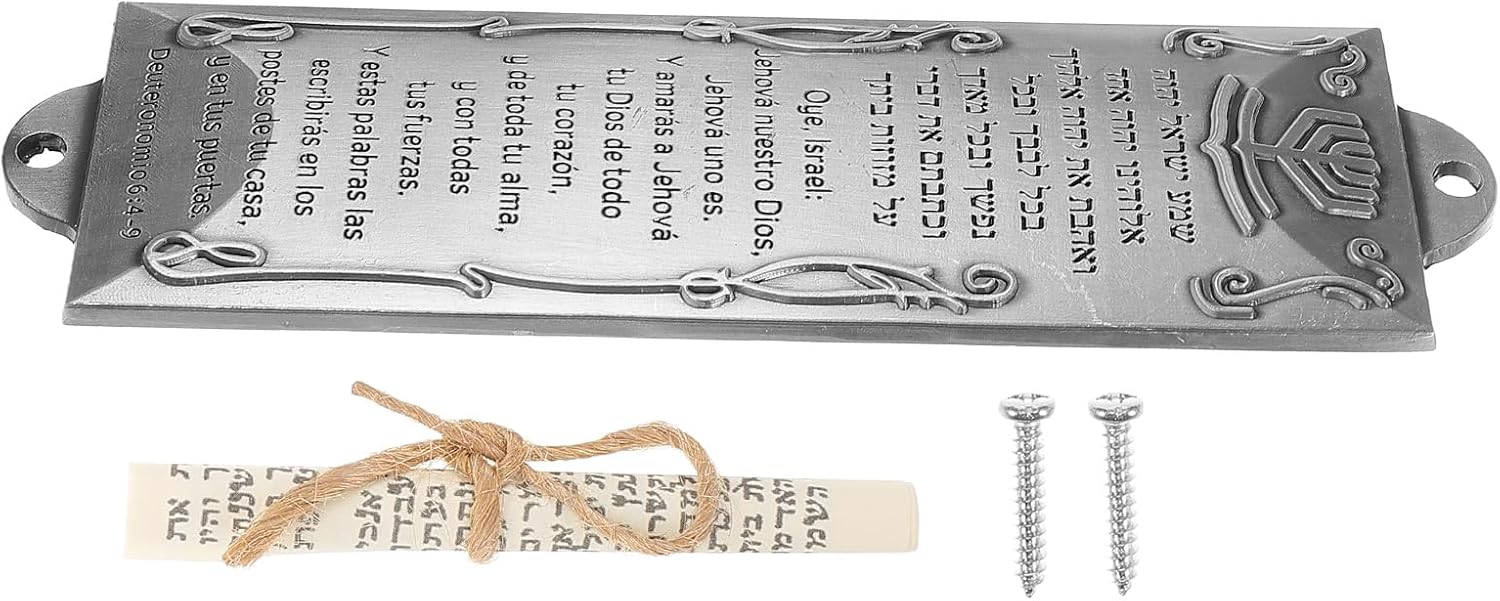 LOGOFUN Silver Mezuzah with Scroll for Doorway Decoration