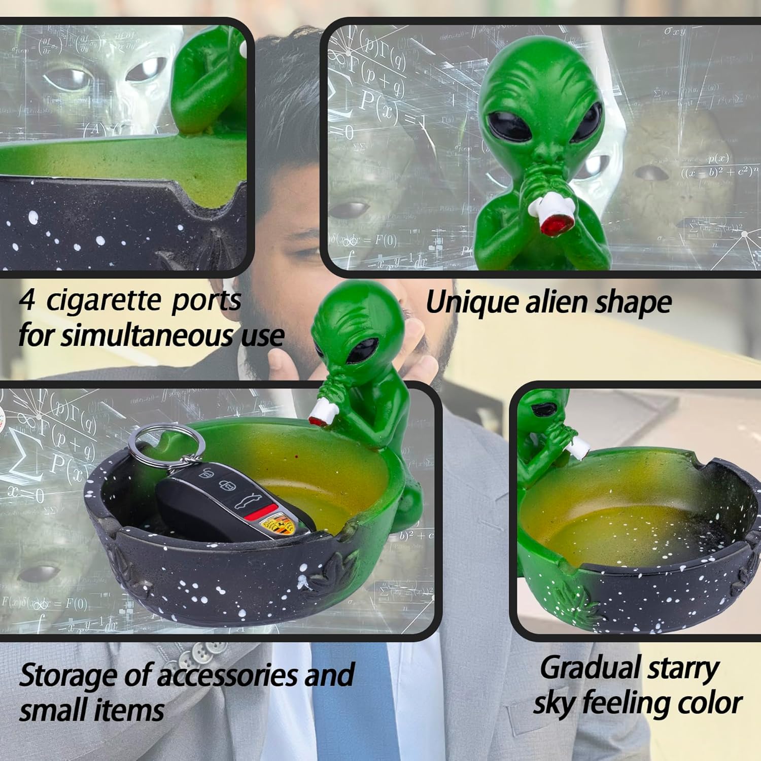 512 Inch Outdoor Alien Ashtray Green