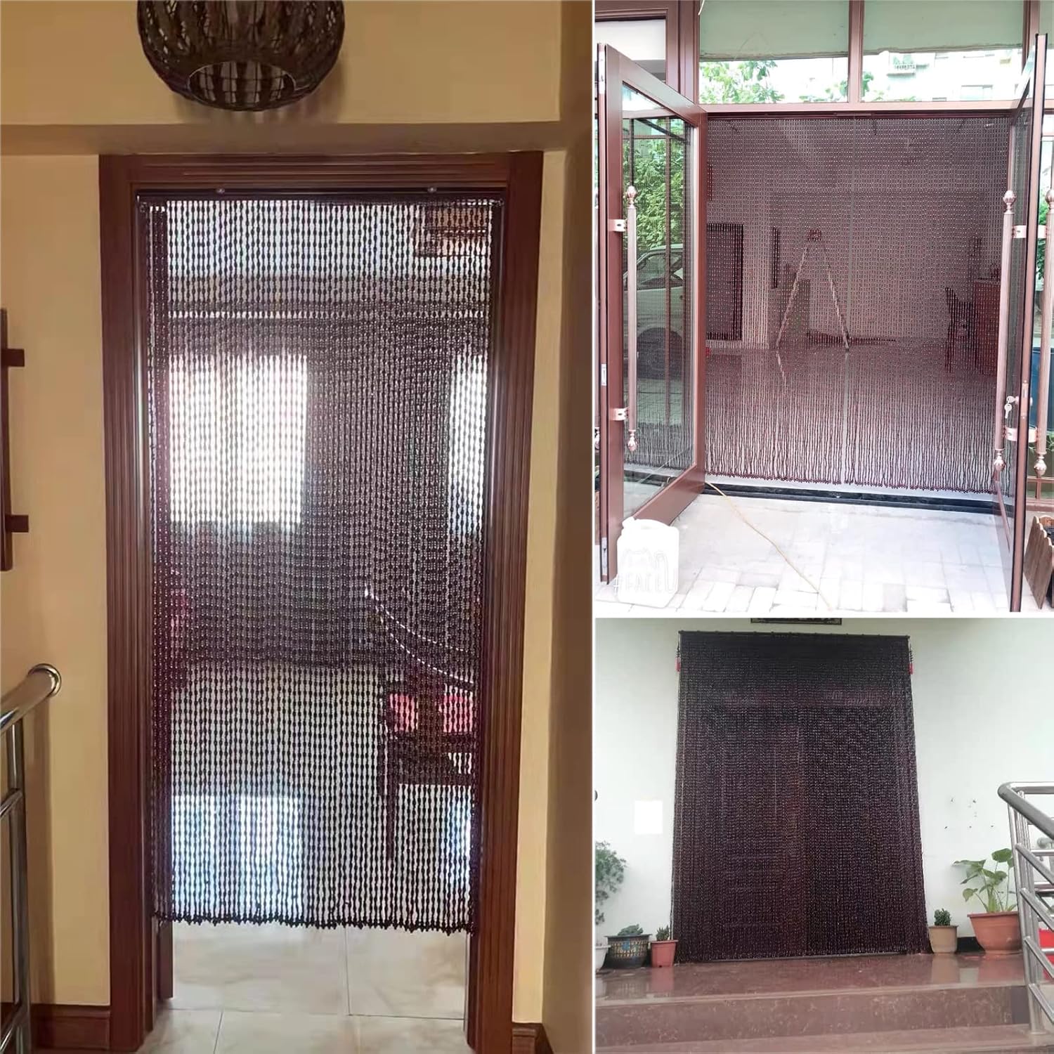 Handmade Wooden Beaded Curtain for Doors and Entryways