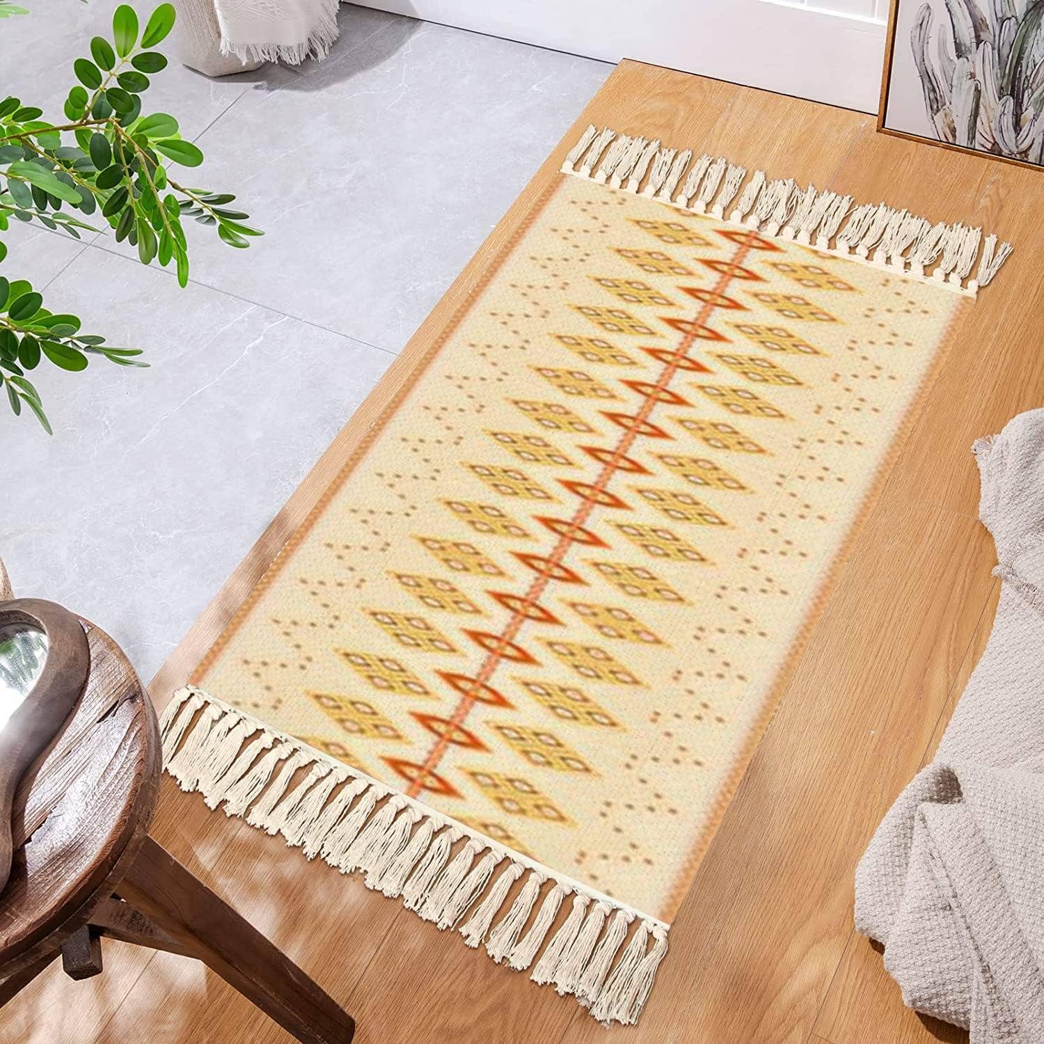 Boho Style Area Rug with Ikat Tassels