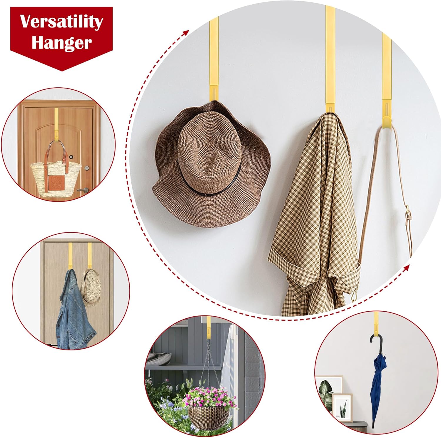Adjustable Wreath Hanger for Front Door Non Scratch 20lbs Metal Hook