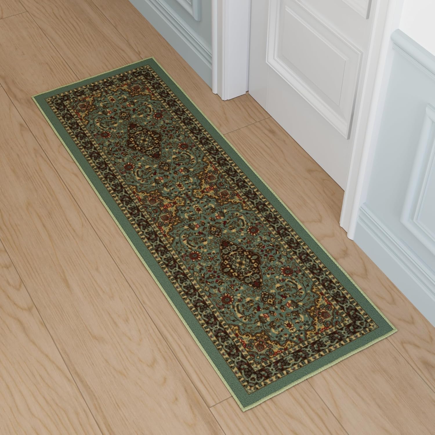 Ottomanson Hallway Runner Rug 20x59 Non Slip Seafoam Green