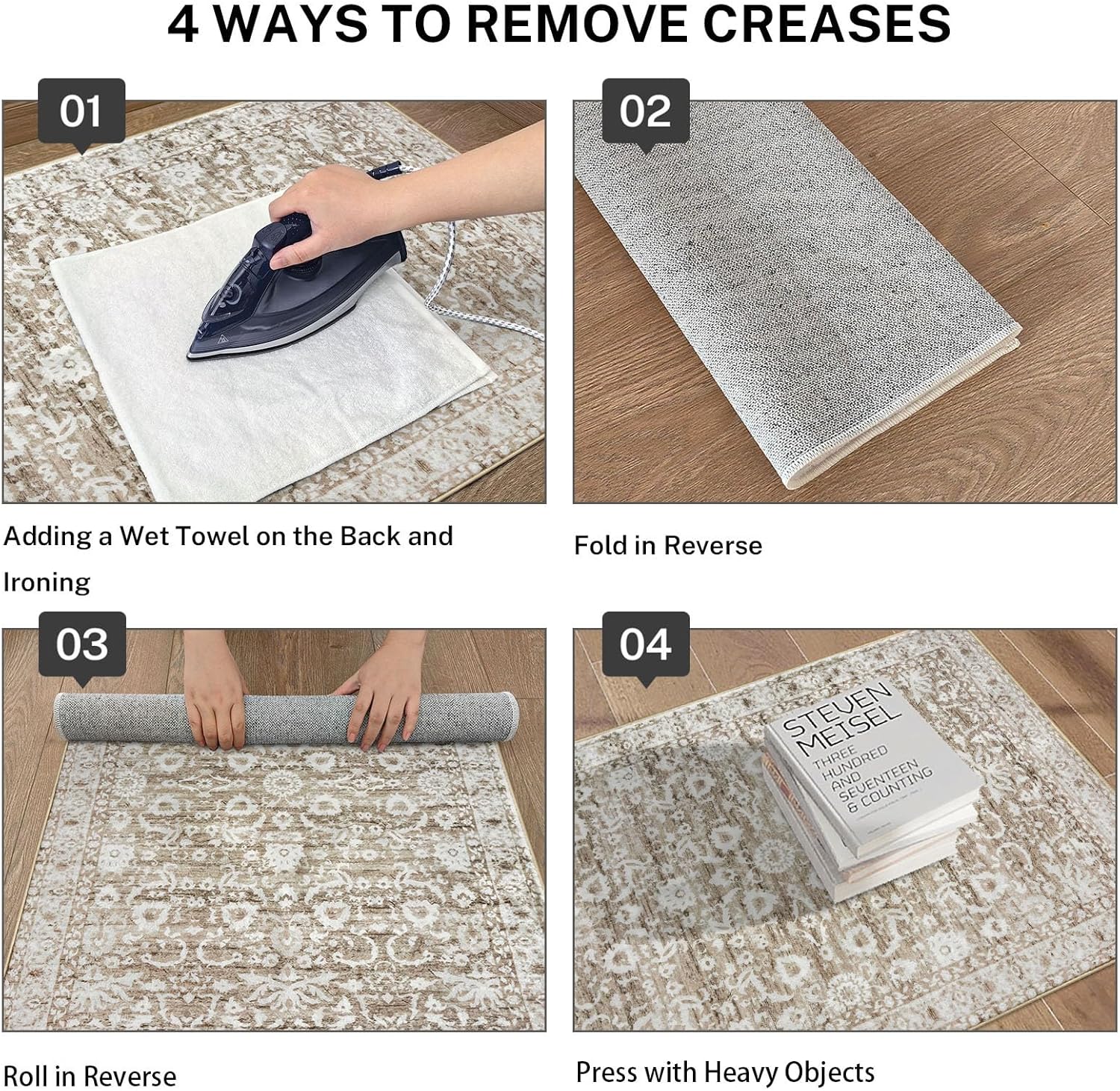 Lansny Hallway Runner Rug 2x8 Feet Beige White Floral