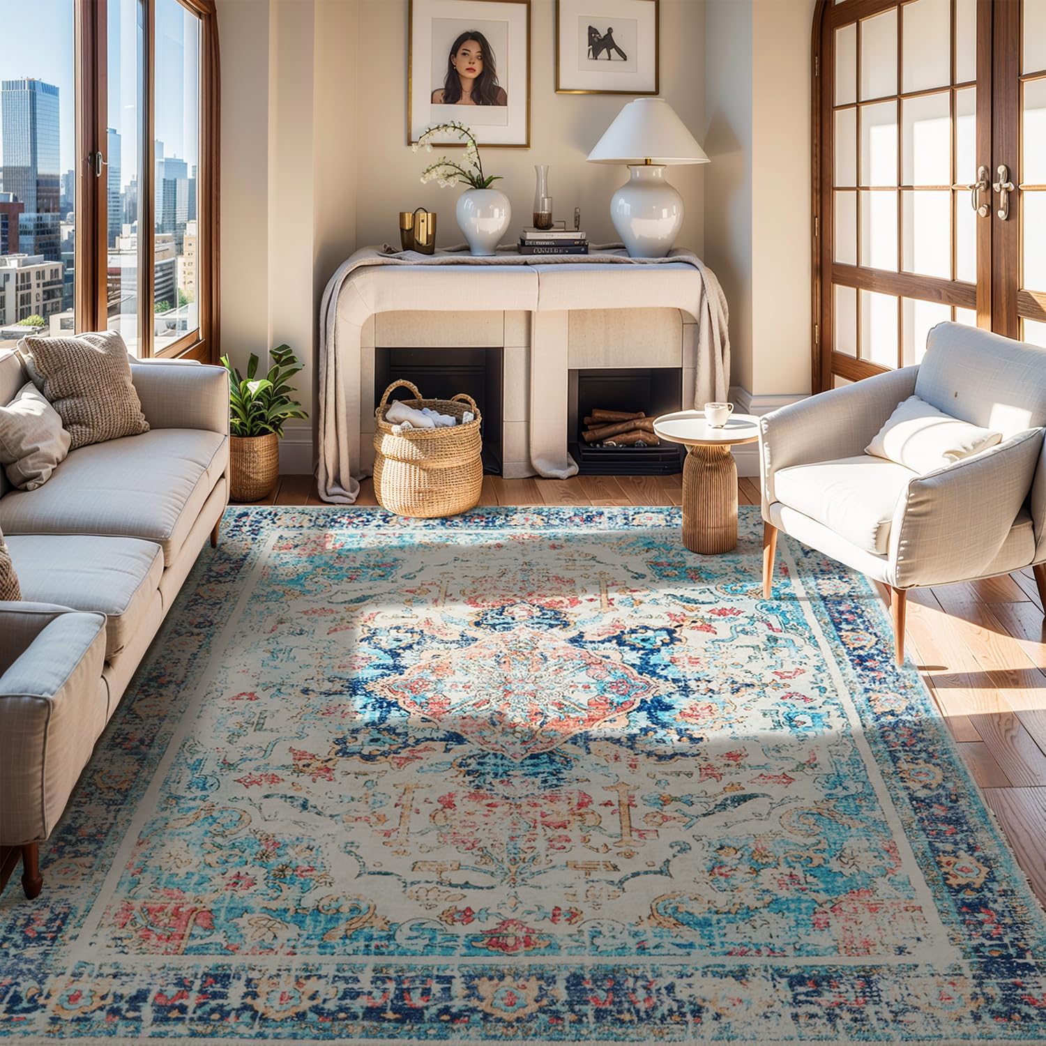 Topllen Washable Area Rug 5x7ft Boho Style 1