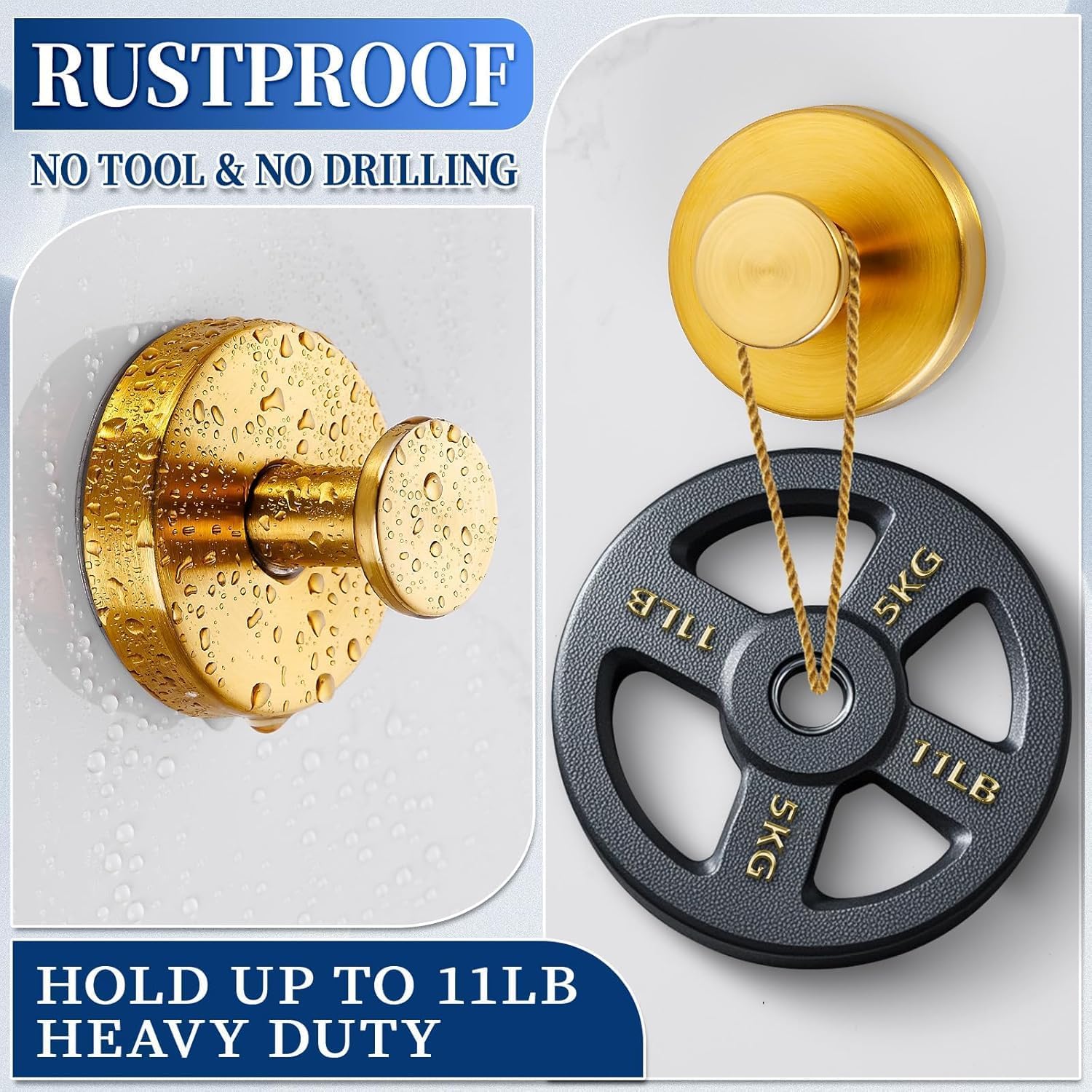Suction Cup Wreath Hanger 15 Lbs Gold 2 Pack