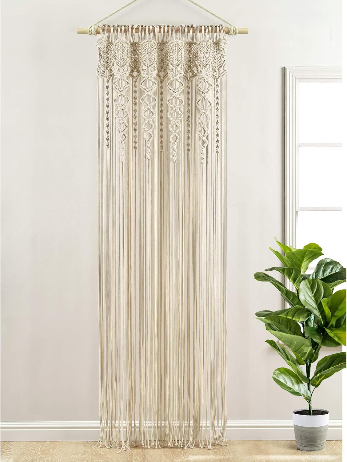 Lush Decor Boho Macrame Cotton Curtain Panel