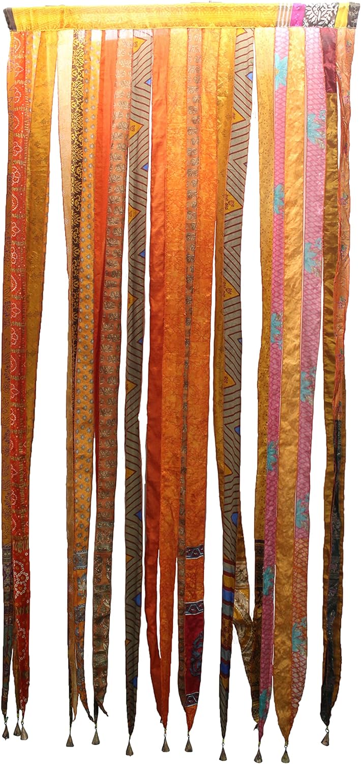 Mango Gifts Bohemian Door Curtain Orange Rod Pocket Panel