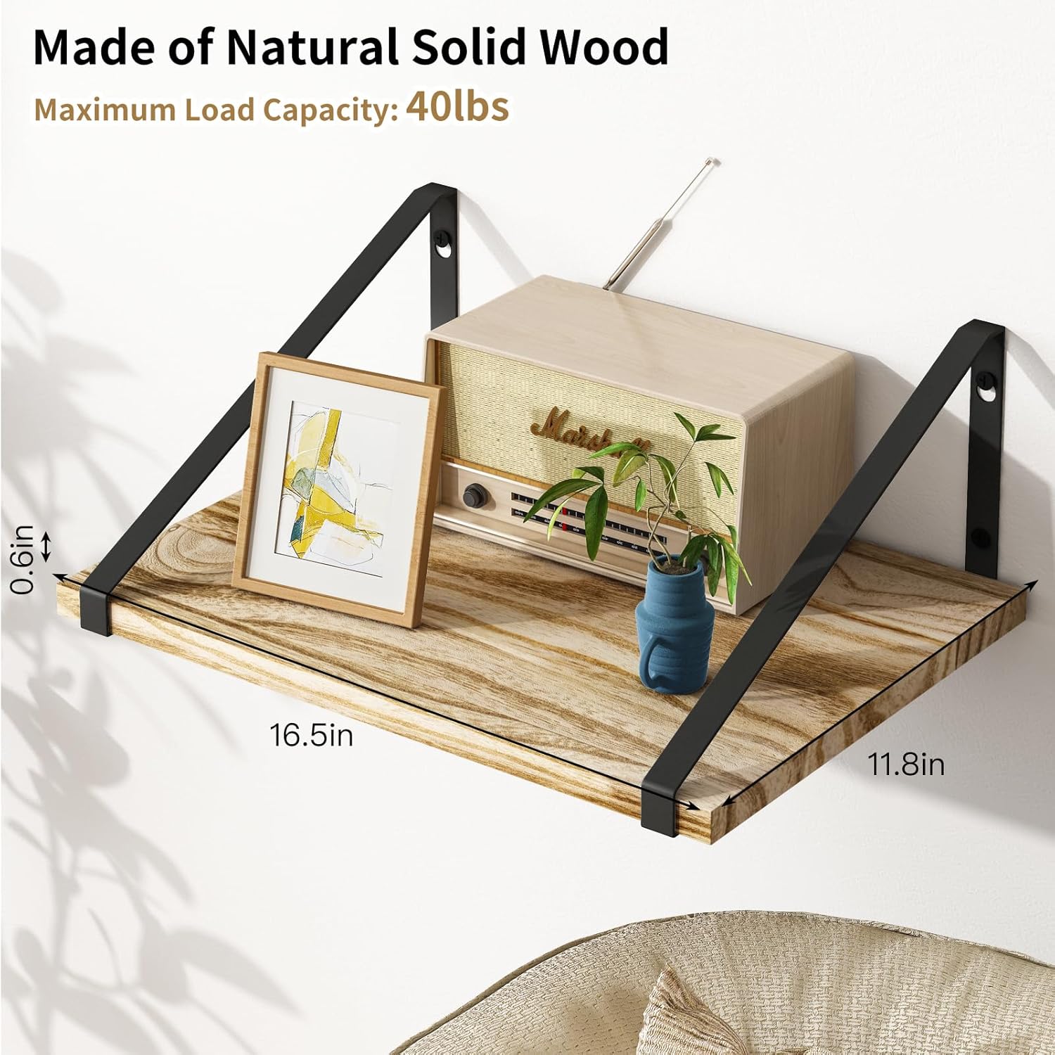 Fixwal 12 Inch Deep Floating Shelves for Home Decor