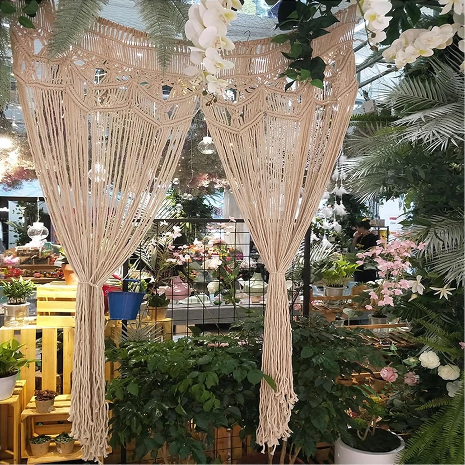 Beige Tassel String Curtains for Home Decor