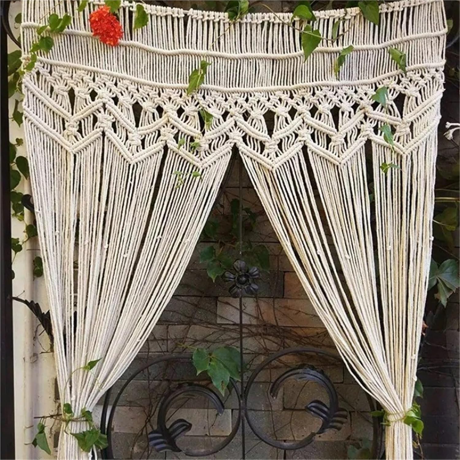 Beige Tassel String Curtains for Home Decor