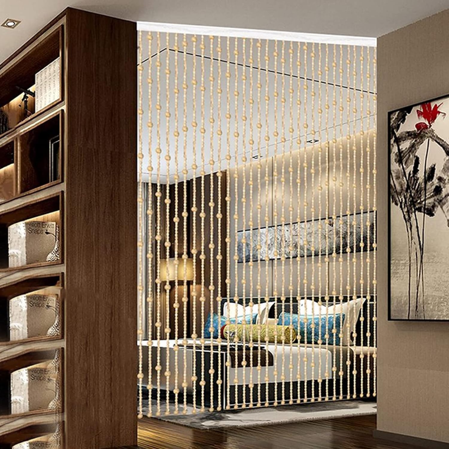 Natural Bamboo Beaded Curtain for Room Partition