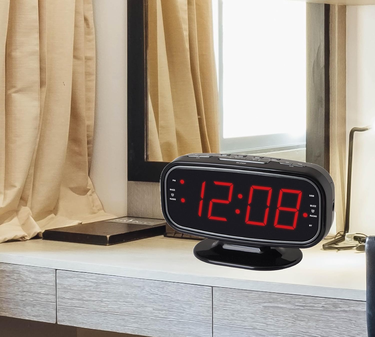 HX-153CR AMFM Radio Alarm Clock with Bluetooth and LED Display